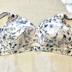 Cacique Bra Comfort Bliss Lightly Lined No-Wire Bra 46D Lane Bryant Floral
